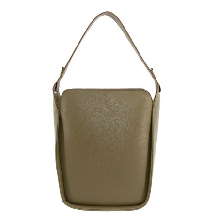 Bag women, genuine leather, olive 31x10x24 cm-1