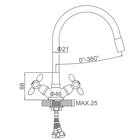 ACCOONA A4882K-1 kitchen mixer, two-wound, with flexible surge, blue-5