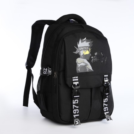 School backpack on lightning, 5 pockets, black color-2