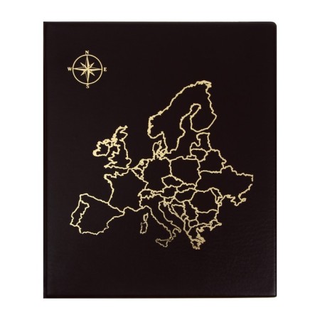 Album for coins on rings, optima format 230 x 265 mm Calligrata "map", includes up to 20 sheets, PVC cover, brown