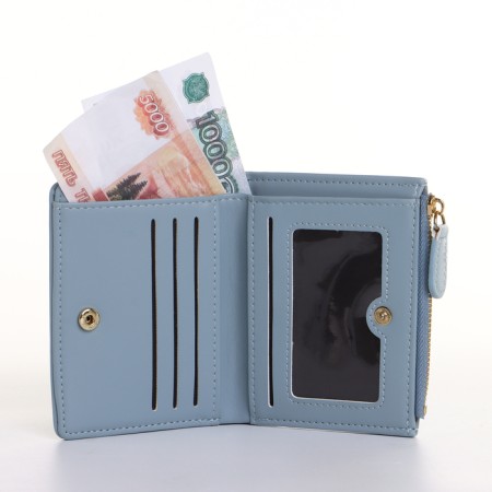 Women's wallet on the button, blue color-5