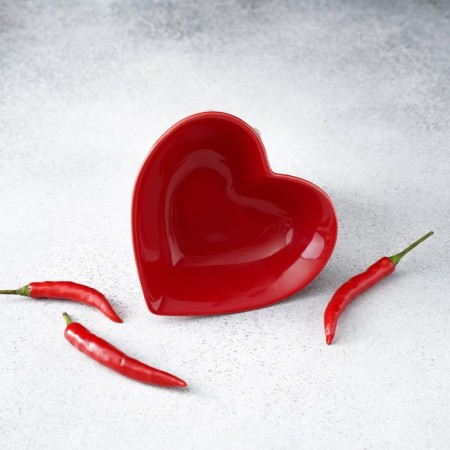 Ceramic Daramic Saladnik "Heart", 130 ml, 12.5 × 11.5 cm, red color-7