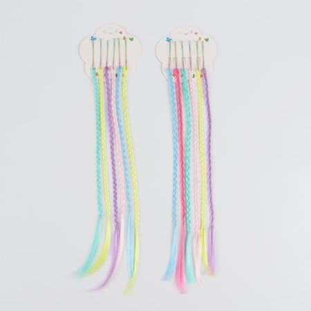 A set of pigtails, on invisible, 32 cm, 6 pigtails, fluorescent, multi -colored-3