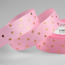 Republic tape with “hearts”, 25 mm, 23 ± 1 m, pink # 004