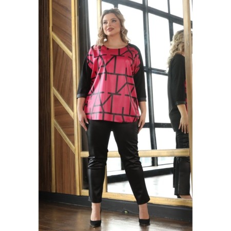 Female costume: jumper, trousers, size 52, color fuchsia-3