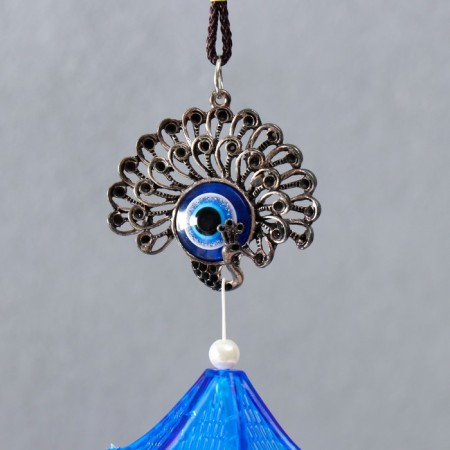 Wind Music Metal "Peacock" from the evil eye 7 bells 52x6 cm-1
