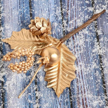 Decor "Winter charm" berry berries in gold, 14 cm