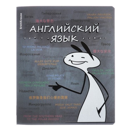 Subject notebook, 48 sheets, cage, English Erichkrause "Chubrik", plastic cover silkography, Blok Offset 100%, information block