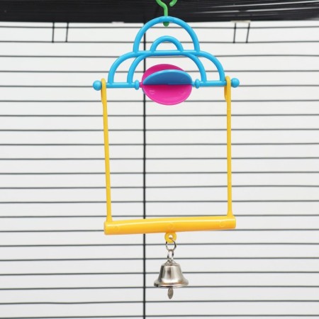 Bird swings with a rattle and bell, 10.7 x 21.7 cm, mix of flowers-1