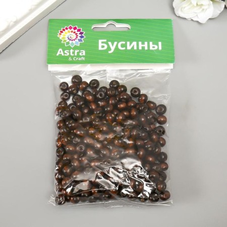 Wooden beads "Astra" round, 8 mm, 50 g, dark brown-2