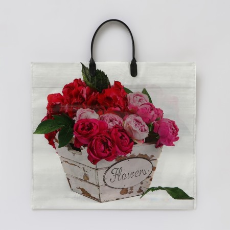 Package "Assorted Flowers", polyethylene with a plastic handle, mix 100 μm 38 x 35 cm-5