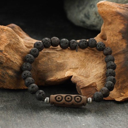 Bracelet from lava with bead Ji "Five Eye" No. 1