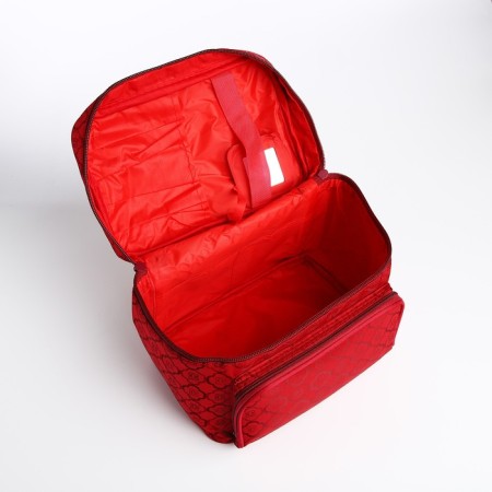 A cosmetic bag with a zipper, with a mirror, the color is red-2