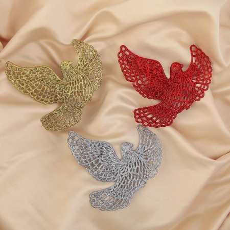 Christmas tree decoration "Carved doves" (set 3 pcs) 12x11.5 cm, mix