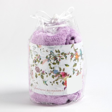 Towel Gift Ethel "Flower mood" color lilac, 50x90cm, 100% cotton, 340 g/m2-4