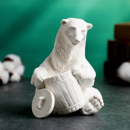 Figure "Bear White with a barrel" 12.3cm-4