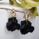 Earrings Assorted "Wind" crumpled triangles, black and golden color