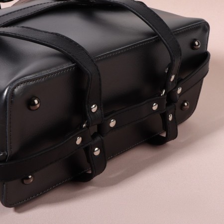 A portup for an artificial leather bag, 43 × 35 × 15 cm, black/silver color-4