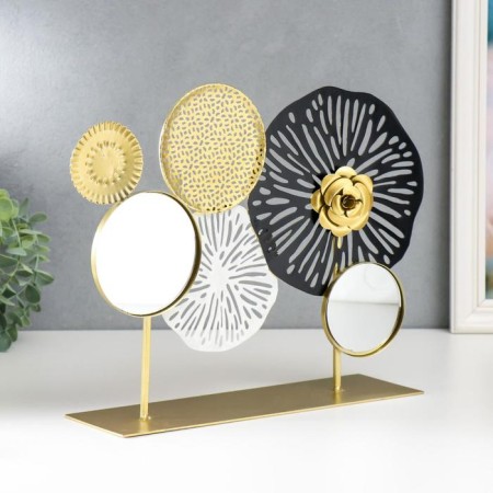 Souvenir Metal with a mirror "Space flowers" gold with black 27x9x37 cm-1