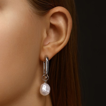 Earrings with pearls "bead" feeling of tenderness, color silver-2