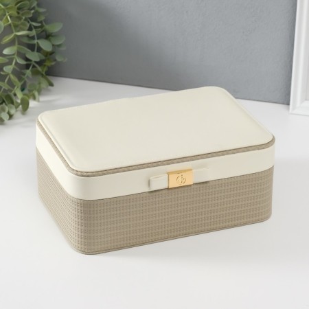 Casket to the leatherette for jewelry "Bow" white-gray 17x23.5x10 cm