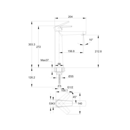 Cersanit Moduo sink mixer, tall, single -rod, chrome-2