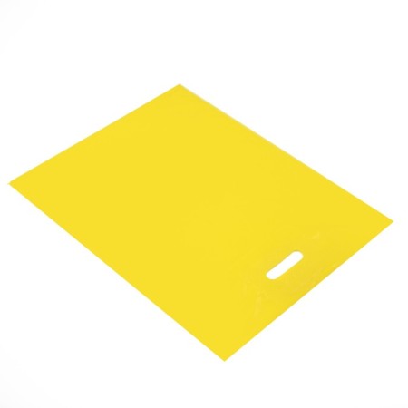 Polyethylene package with a cut handle, yellow 40-50 cm, 30 microns-1