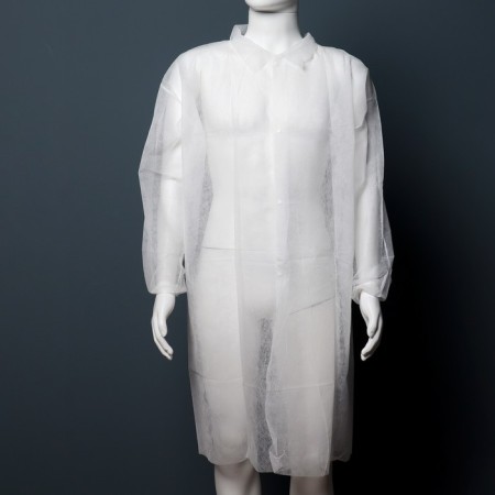 Medical robe on buttons, without cuffs- 20 g/m2, size: xxl, 110x140 cm, white