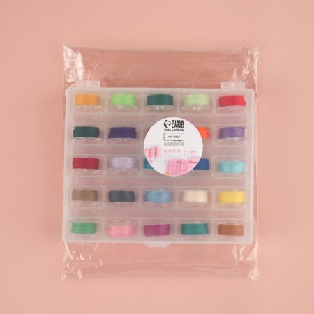 A set of rumps with threads, in the organizer, d = 20 mm, 25 pcs, color colorful color-8