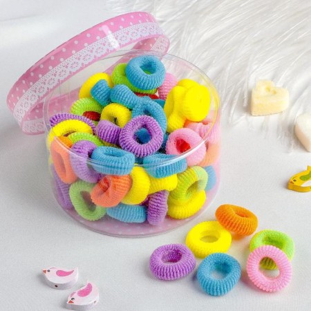 Hair elastic bands "Mahrushka" (set of 72 pcs. ± 10 pcs.) Rainbow, mix