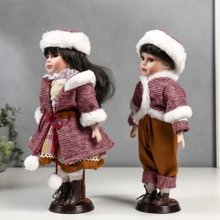 Doll Collectible couple set 2 pcs "Nick and Pasha in outfits with fur" 30 cm-1