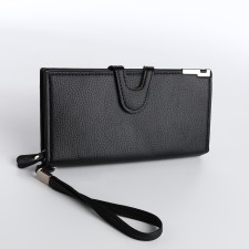 Male purse for magnet, clip for bills, separation for SIM cards, black color