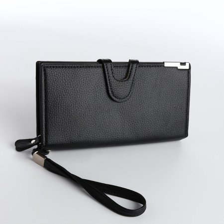 Male purse for magnet, clip for bills, separation for SIM cards, black color