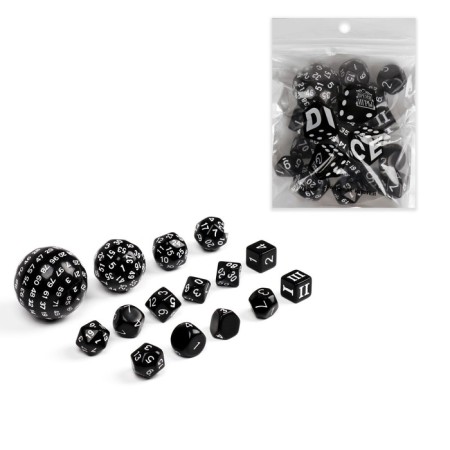 A set of cubes for D&D (Dungeons and Dragons, DND) "Game time", Series: D&D, 15 pcs, black