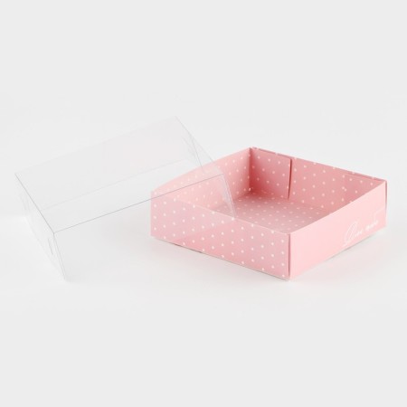 Confectionery packaging, Makarun box with PVC lid, “for you”, 12 x 12 x 3 cm-2