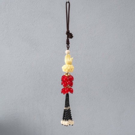 Suspension plastic, textile "Hands and lotus" 4x4x32 cm-3