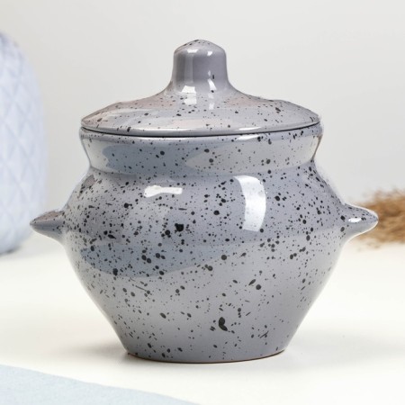 Ceramic pot for baking No. 5 with handles, 0.5l / 10.5x10cm, fog