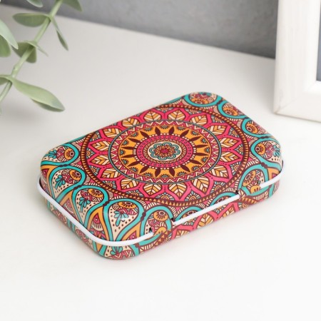 Casket metal rectangular "Bright pattern" mix 5x7.5x1.7 cm-6