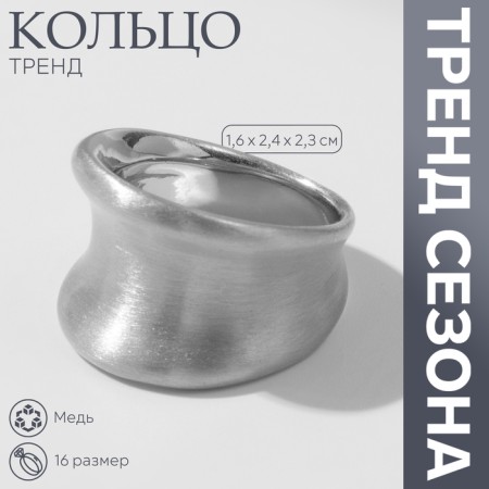 Ring Metal "Trend" matte, concave, color silver, size 16
