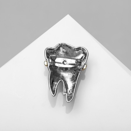 Brooch "Tooth" with braces, the color of silver-gold-1