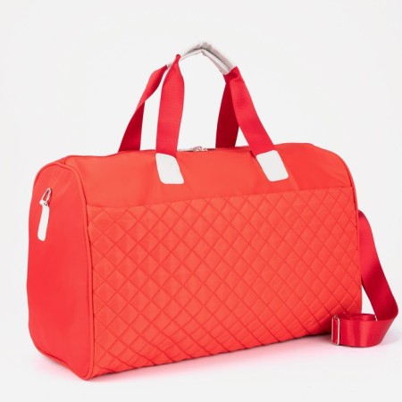 Board Road on a zipper, an outer pocket, a long belt, a suitcase holder, red color red