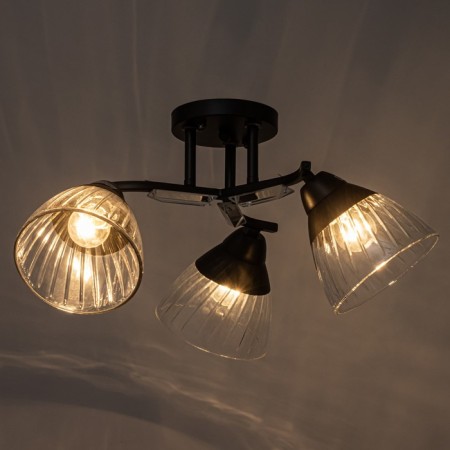 Ceiling chandelier "Arron" E27 3x40W Black 49x49x24cm-2