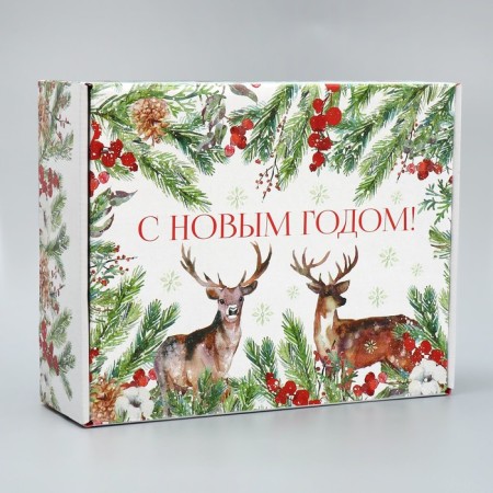 Folding box "New Year's watercolor", 27 x 21 x 9 cm, New Year-3
