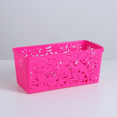 Plastic basket for storage "Birds", 28 × 12 × 11.5 cm, color mix