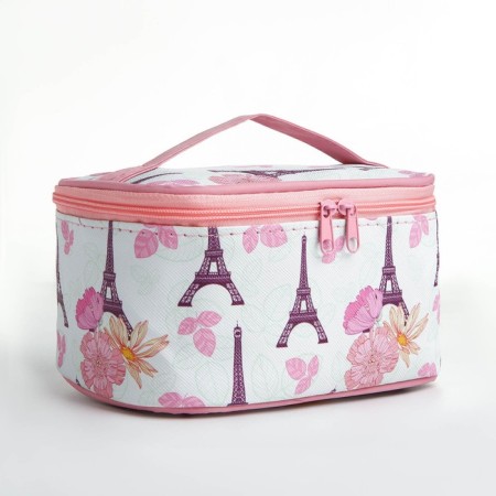Cosmetic bag with lightning, white/pink color