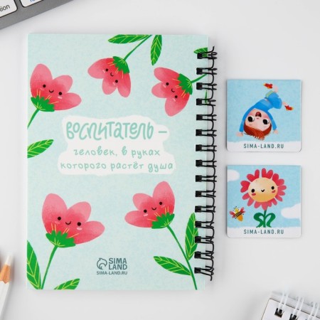 Gift set: notebook A6, 60 sheets and magnetic bookmarks 2 pcs "Favorite Educator"-2