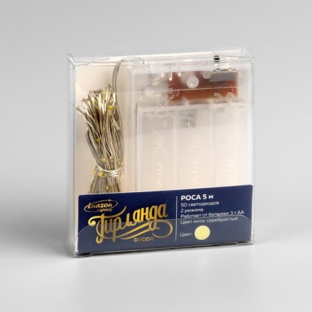 Garland “thread” 5 m Rosa, IP20, silver thread, 50 LED, glow warm white, 2 modes, AAH3-2