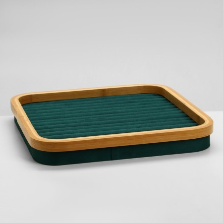 Standing for the rings "Style" 14 stripes, wood, 30 × 30 × 5 cm, green color-1