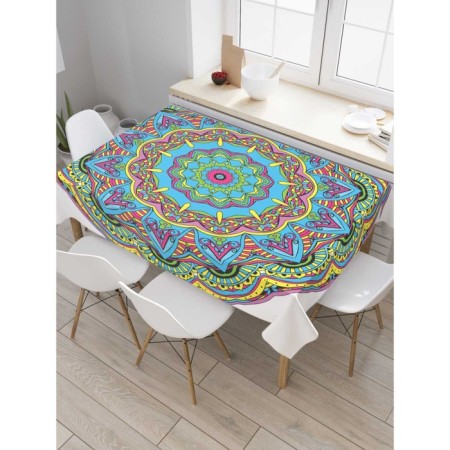 The tablecloth "Rainbow Flower", rectangular, Saten, size 120x145 cm