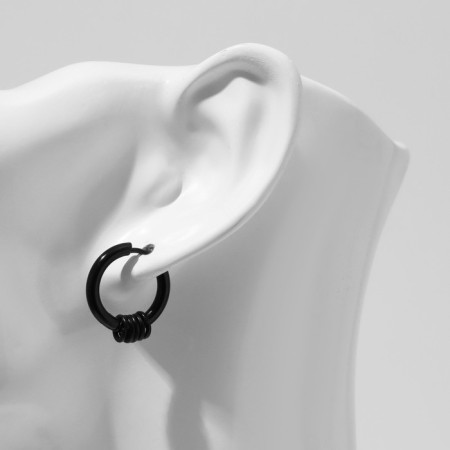 Piercing in the ear "Rings", d = 12 mm, black color-3